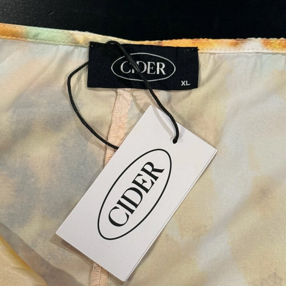 NWT Cider Dress Bustier Satin Ruched Yellow Tie Die Midi Dress Womens Size XL - Picture 8 of 11